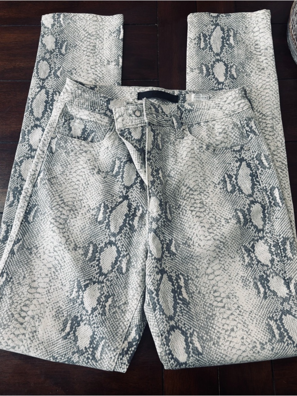 Joe's Jeans Gray and White Snake-Print Skinny Jeans
